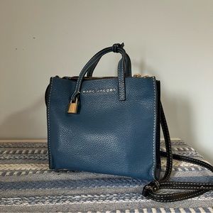 Marc Jacobs Mini Grind Blue Pebble Leather Crossbody Bag